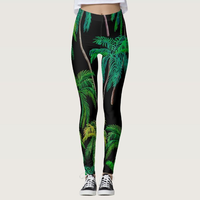 Palm Trees: Acrylic Summer Pattern. Leggings (Front)