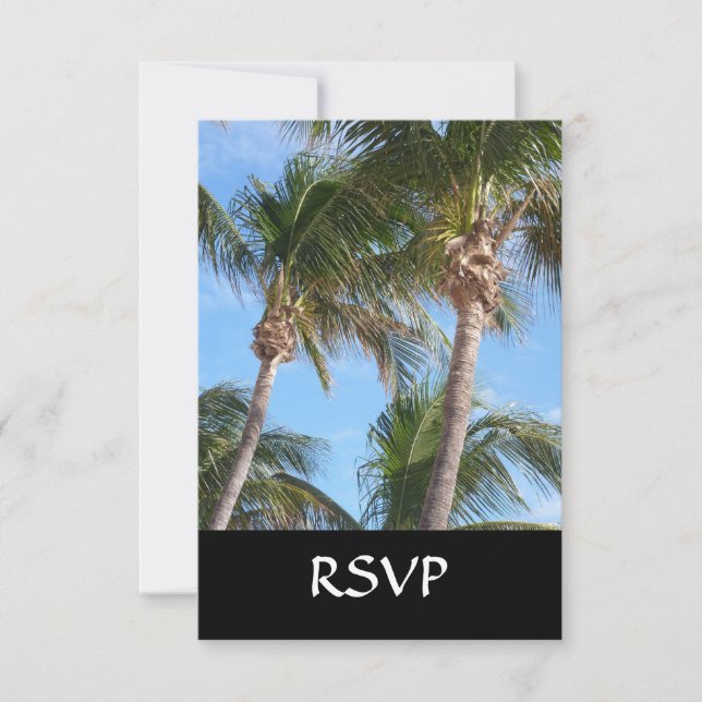 Palm Trees Against Blue Sky RSVP Card (Front)
