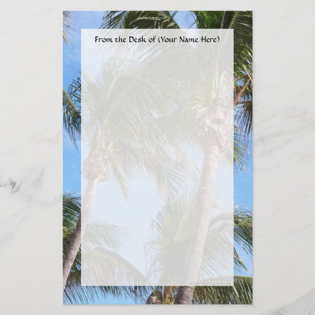 Palm Trees Against Blue Sky Stationery (Front)