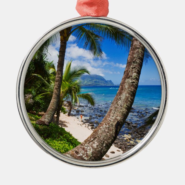 Palm Trees Along Hideaways Beach Metal Tree Decoration (Front)