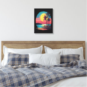 Palm trees and beach canvas print