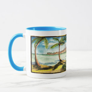 Palm Trees and Beach Drawing - Beverage Mug