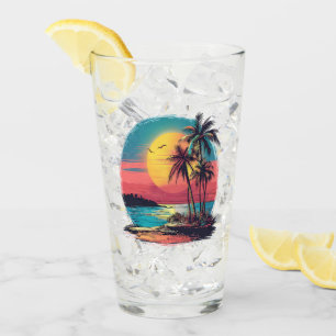 Palm trees and beach glass