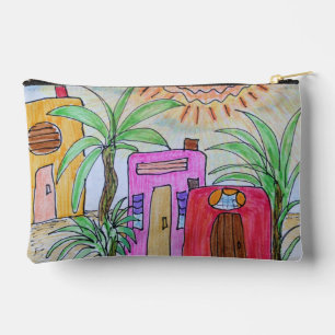 Palm Trees and Beach Huts Accessory Pouch
