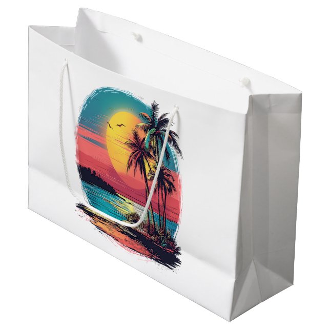 Palm trees and beach large gift bag (Front Angled)