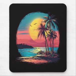 Palm trees and beach mouse mat