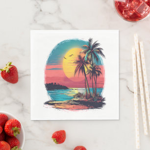 Palm trees and beach napkin