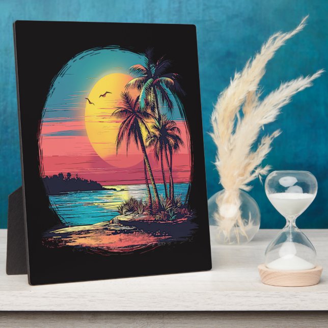 Palm trees and beach plaque (Side)
