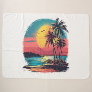 Palm trees and beach sherpa blanket