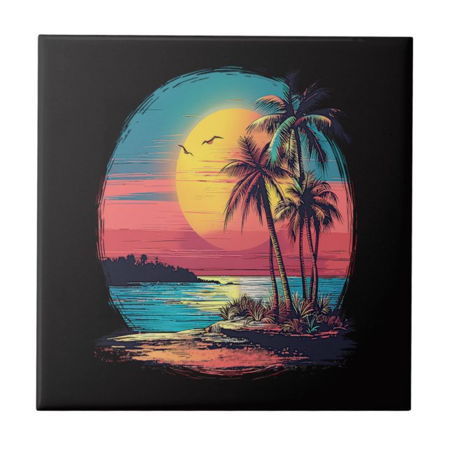 Palm trees and beach tile (Front)