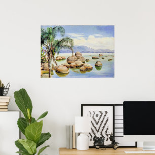 Palm Trees and Boulders, Bay of Rio, Poster