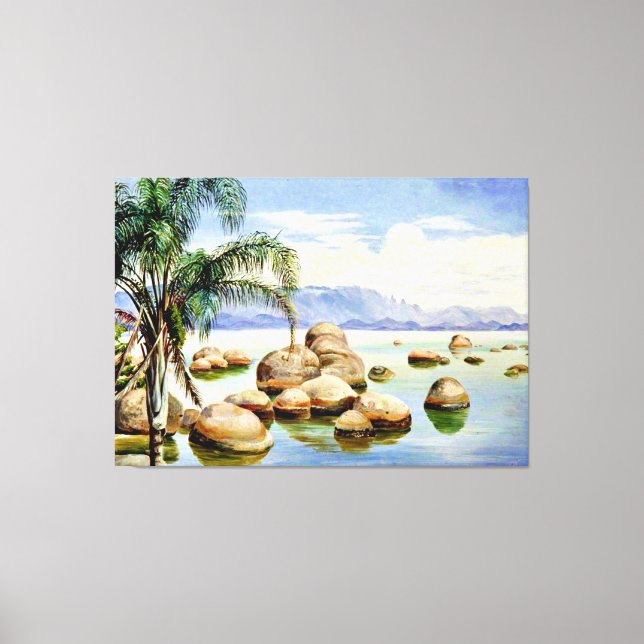 Palm Trees and Boulders in the Bay of Rio, Brazil Canvas Print (Front)