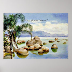 Palm Trees and Boulders in the Bay of Rio, Brazil Poster