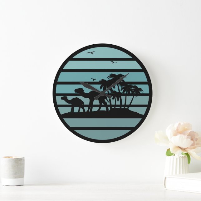 palm trees and camels  large clock (Home)