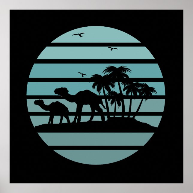 palm trees and camels  poster (Front)