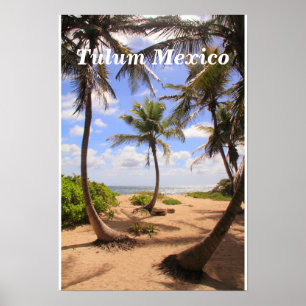 Palm trees and Caribbean Sea Tulum Mexico Poster