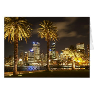 Palm Trees and CBD at Night, Sydney, New South
