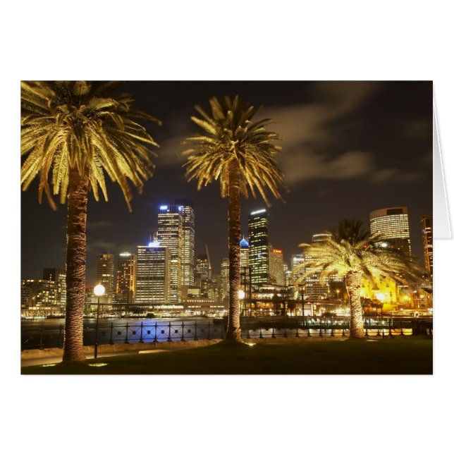 Palm Trees and CBD at Night, Sydney, New South (Front Horizontal)