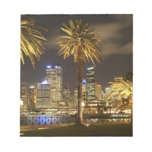 Palm Trees and CBD at Night, Sydney, New South Notepad