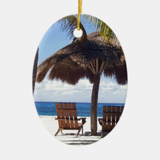 Palm Trees and chairs Mexico Beach Ceramic Tree Decoration