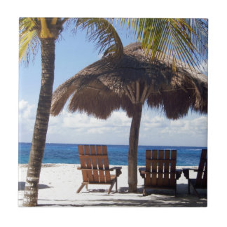Palm Trees and chairs Mexico Beach Tile