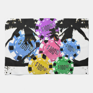 PALM TREES AND CHIPS TEA TOWEL
