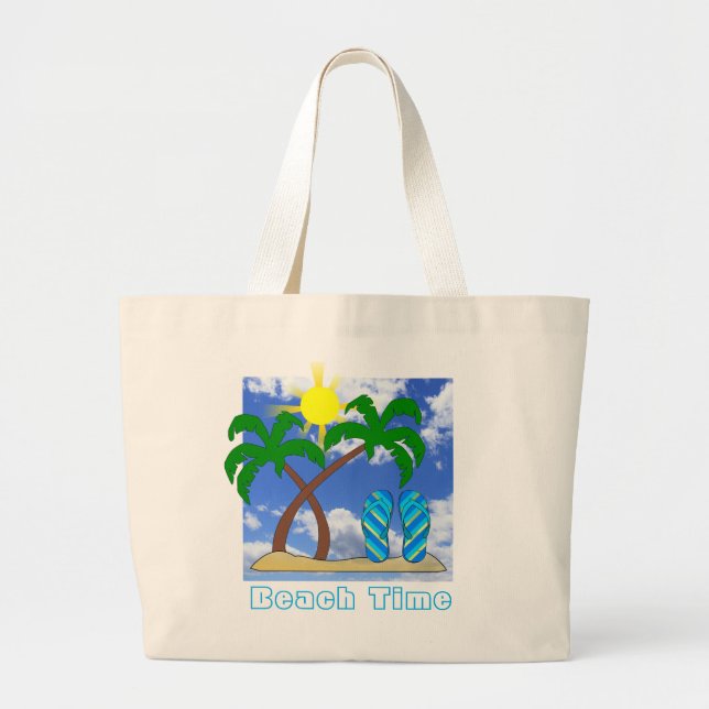 Palm Trees and Flip Flops Beach Tote Bag (Front)
