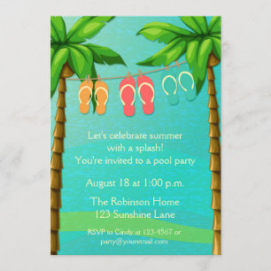 Palm Trees and Flip Flops, Summer Party Invitation