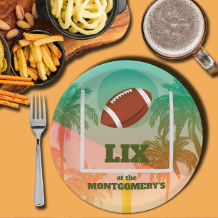 Palm Trees and Football Uprights Party Paper Plate
