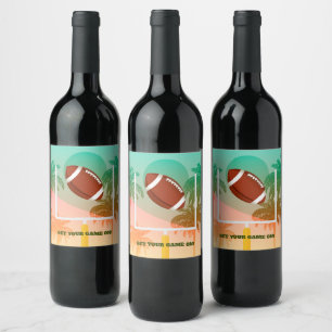 Palm Trees and Football Uprights Party Wine Label