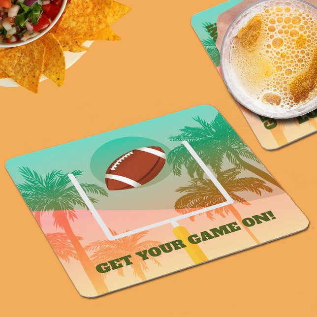 Palm Trees and Football Uprights Square Paper Coaster (Creator Uploaded)