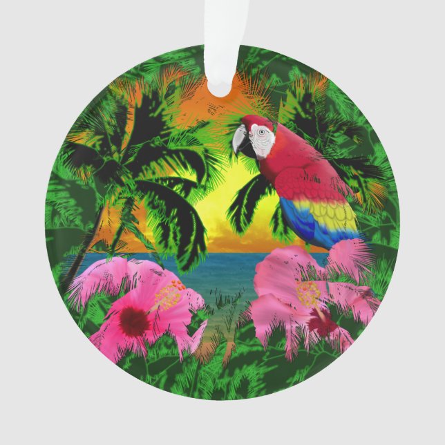 Palm Trees And Island Sunsets Ornament (Front)