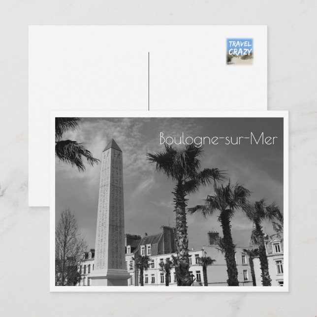 Palm Trees and Obelisk, Boulogne-sur-Mer, France Postcard (Front/Back)