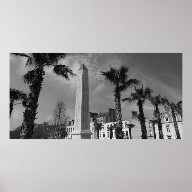 Palm Trees and Obelisk, Boulogne-sur-Mer, France Poster (Front)