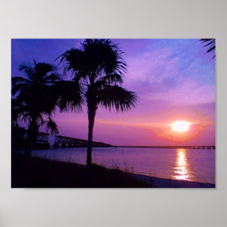 Palm Trees and Ocean Waves Poster