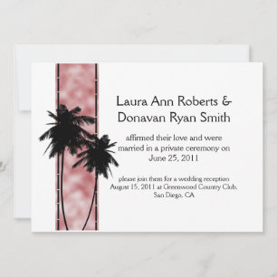 Palm Trees and Pink Post Wedding Invitation