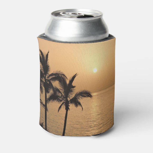 Palm Trees and Romantic Sunset Can Cooler (Can Back)