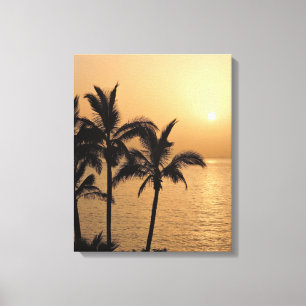 Palm Trees and Romantic Sunset Canvas Print