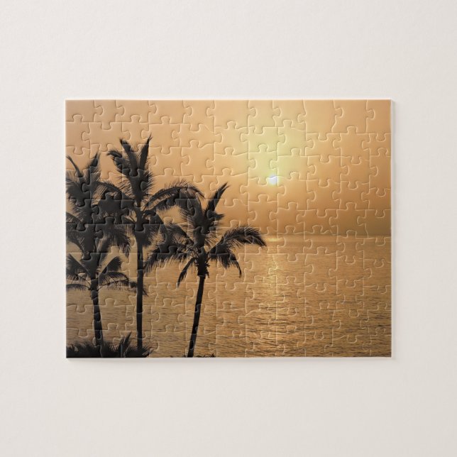 Palm Trees and Romantic Sunset Jigsaw Puzzle (Horizontal)