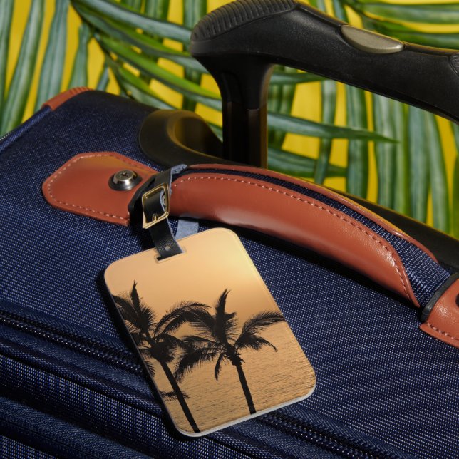 Palm Trees and Romantic Sunset Luggage Tag (Front Insitu 1)