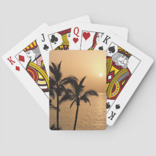 Palm Trees and Romantic Sunset Playing Cards