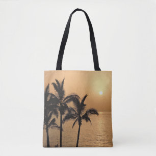 Palm Trees and Romantic Sunset Tote Bag