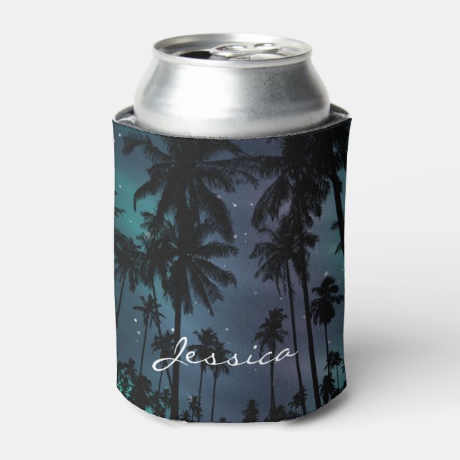 Palm Trees and Starry Night Sky Personalised Can Cooler (Can Front)