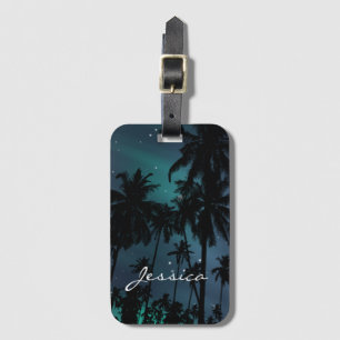 Palm Trees and Starry Night Sky Personalised Luggage Tag