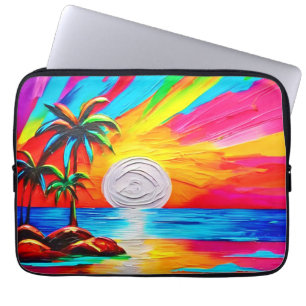 Palm Trees and Sunset Glow Painting Laptop Sleeve