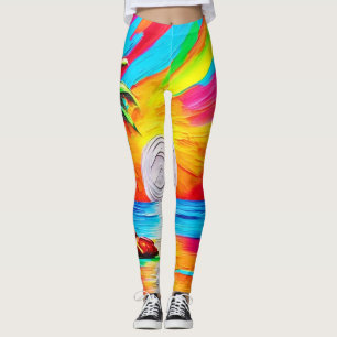 Palm Trees and Sunset Glow Painting Leggings