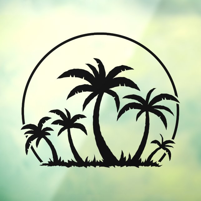 Palm Trees And Sunset in Black Window Cling (Sheet 3)