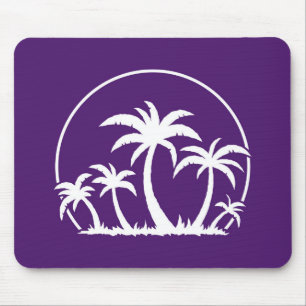 Palm Trees And Sunset in White Mouse Mat