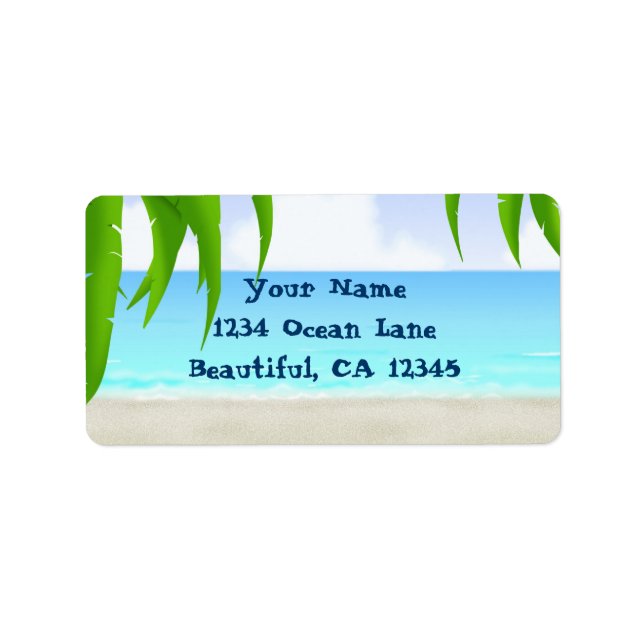 Palm Trees and Tropical Beach Address Label (Front)
