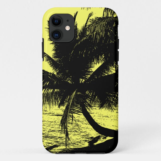 Palm trees and water - Yellow Case-Mate iPhone Case (Back)